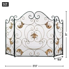 Elegant Gold Fleur-de-Lis Fireplace Screen - Decorative Fire Safety Barrier
