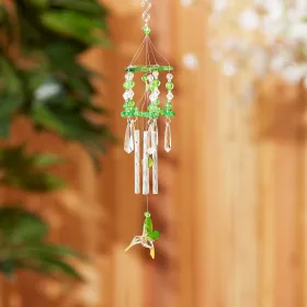 Eco-Friendly Hummingbird Wind Chime - Vibrant Green Garden Decor