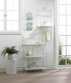 White Basket Weave Bakers Rack