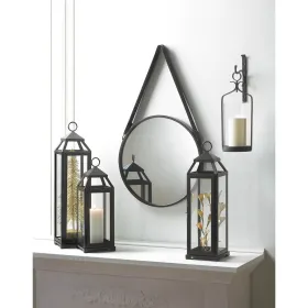 Modern Hanging Mirror with Faux Leather Strap - Stylish Wall Decor for Home or Office