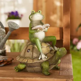 FROG AND TURTLE SOLAR STATUE