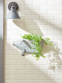 Galvanized Pig Wall Planter - Rustic Farmhouse Decor for Indoor or Outdoor Use
