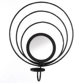 BLACK IRON MIRRORED WALL SCONCE
