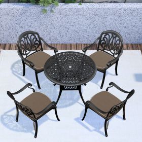 (Cushions In Random Colors)5-Piece Set Of Cast Aluminum Patio Furniture With Cushions