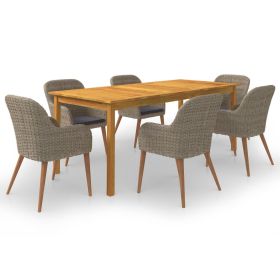 7 Piece Patio Dining Set Brown