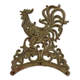 Rustic Rooster Cast Iron Hose Organizer for Garden