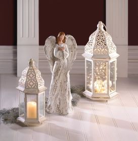 Large Distressed White Lantern - Rustic Decor for Home or Events