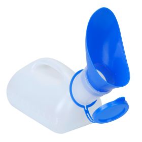 Unisex Potty Urinal Bottle 33.8OZ Emergency Urinal Device Portable Male Female Toilet With Lid Funnel For Car Camping Travel Hospital Outdoor (Color: Blue)
