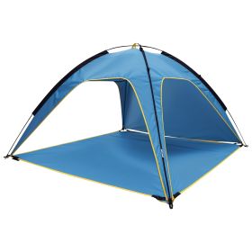 1Pc 4-6 Person Beach Tent Canopy  With 3 Door Openings Carry Bag UPF50 Waterproof  For Beach Picnic Camping Hiking Adventure Fishing (Color: Blue)