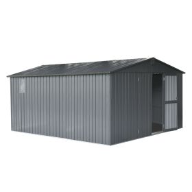 Backyard Storage Shed 11' x 12.5' with Galvanized Steel Frame & Windows (Color: as Pic)