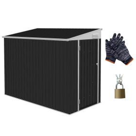 Outsunny 4' x 8' Metal Outdoor Storage Shed, Lean to Storage Shed, Garden Tool Storage House with Lockable Door and 2 Air Vents for Backyard, Pat (Color: as Pic)
